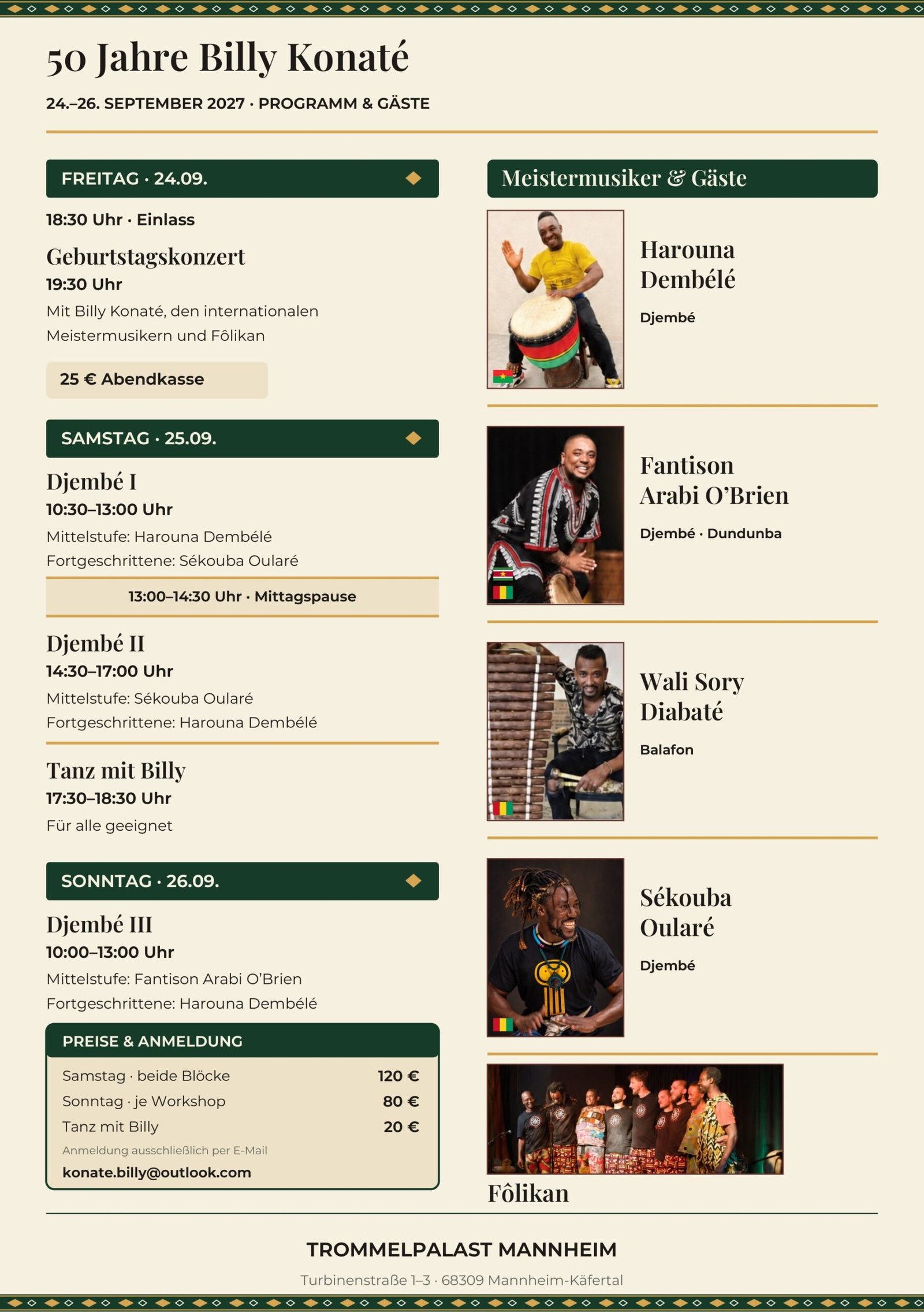 Flyer Rückseite: Djembe & Tanz: Mannheim